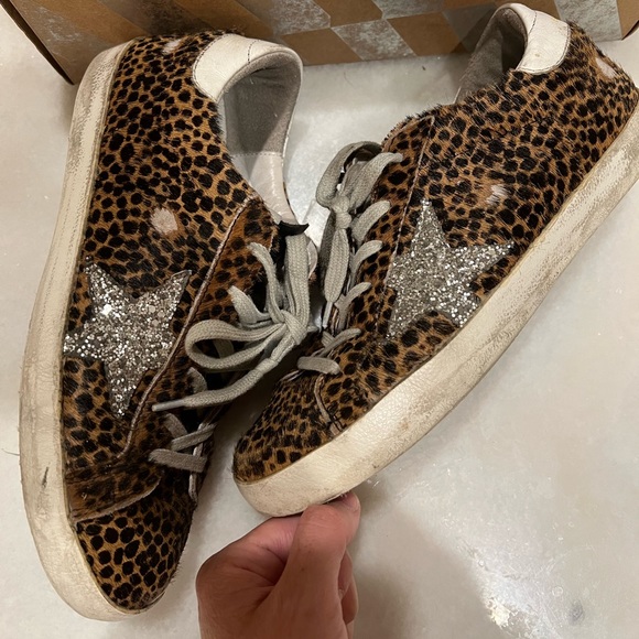 Golden Goose Superstar Glittered Leopard Sneakers Size 37 - Picture 2 of 7